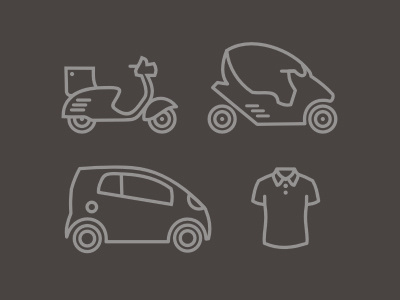 Icons car courier delivery moped motorcycle polo shirt