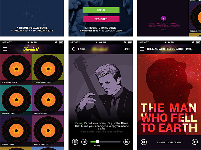 A Tribute to David Bowie App Design #2 app design illustrator interface photoshop