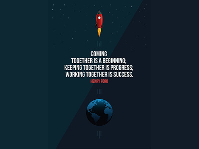 Poster Success earth flat ford globe poster rocket simple space stars success vector