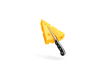 Web & Cheese - The Real Cheese branding cheese cheesy icon identity knife logo realistic