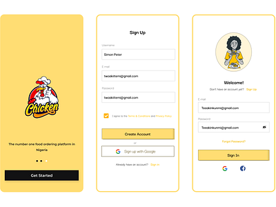 Food Ordering App: Sign Up and Sign In app branding design sign in typography ui