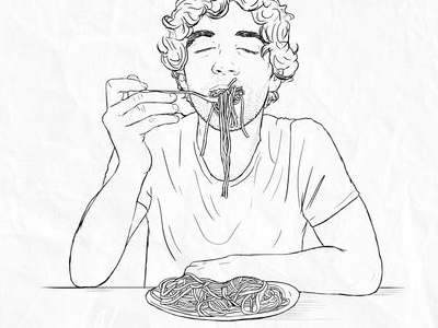 i wish you liked me the way you like spaguetti carbonara guy eating illustration line illustration marcos spaguetti