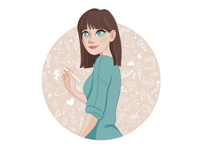 Portrait girl illustration illustrator pencil