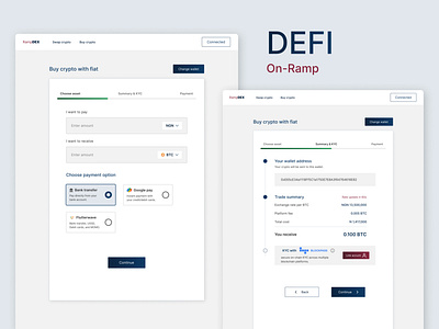 DEFI On-ramp app design graphic design ui ux