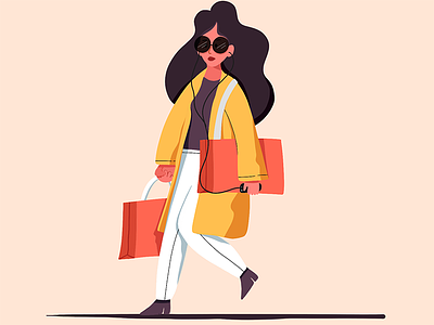 A little shopping bags illustration ipad procreate shopping walk walking women