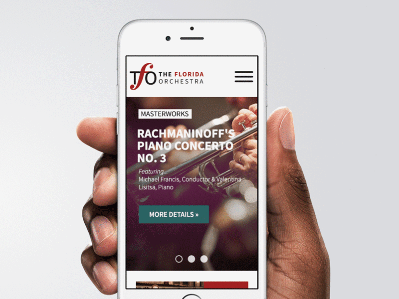 Florida Orchestra Mobile Preview mobile redesign responsive ui ux web design