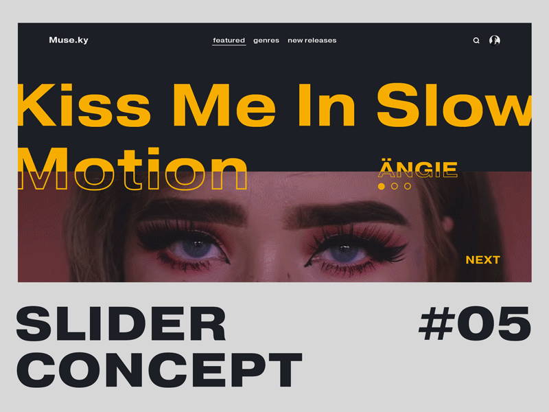 Slider Concept #05 black branding concept design grid modern music slider ui webdesign website yellow