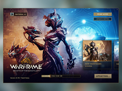 Warframe Launcher 2019 branding concept digitalextreams game gaming interface ivara kohra monitor primeaccess ui ux warframe