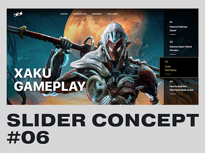 Slider Concept #06 design game gaming html5 interface minimal monitor slider ui warframe website xaku