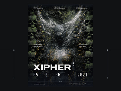 Xipher - Art Gallery #Promo 3d branding crypto design gallery grid illustration logo poster typography ui website xipher