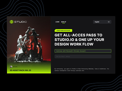 Studio - Sign up branding concept design graphic design landingpage lp m4terial minimal studio ui ux web design website