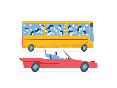 going to work bus car crowd editorial hello illustration