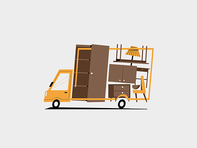 moving truck car ilustration minimal moving truck