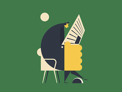 reading book character design illustration minimal poster simple vector