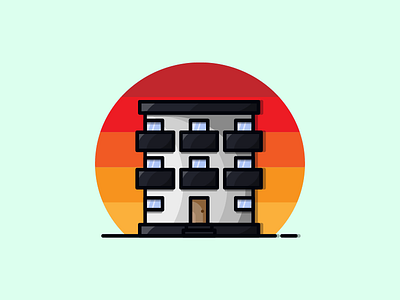 Apartmet apartment border building flat icon line simple sunset