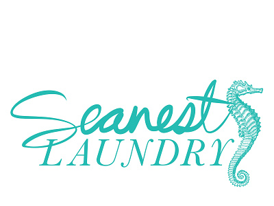 Seanest Laundry Logo, 2021 brand branding graphic design illustration laundry logo logos seahorse seanest upscale vintage