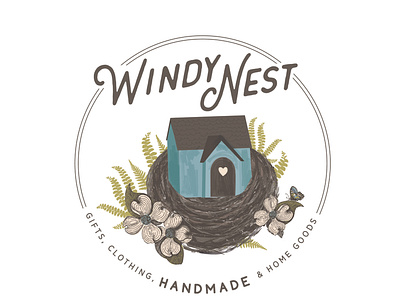 Windy Nest, 2019 bird brand branding design graphic graphic design handmade logo logos nest retail shop windy