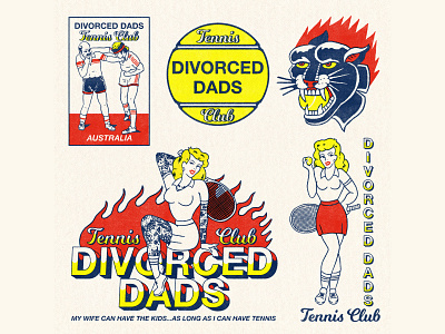 Divorced Dads Tennis Club branding design graphic design illustration logo logo sheet tennis logos