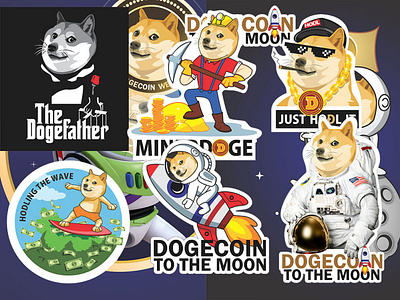 Doge coin stickers design