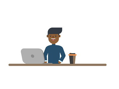 Flat Design Character Office Professional Man Laptop Coffee character illustration illustrator cc