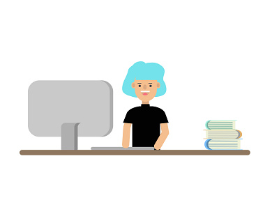 Flat Design Character Creative Professional Women Desktop Books character illustration illustrator cc