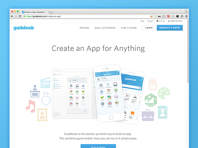 Create an app for anything app builder cms guidebook landing page
