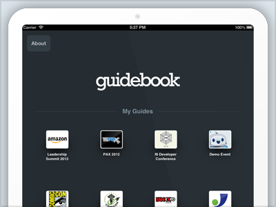 Guidebook iPad Guide Select Screen grid gridview guidebook ipad