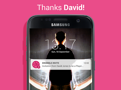 Hi Dribbble dribbble first shot invite notification phone thank you