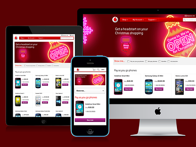 Vodafone.ie Christmas gifts page christmas gifts mobile first online responsive www