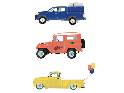 Trucks illustration balloons birthday car illustration jeep trucks