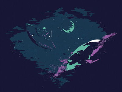 T-shirt Illustration alien cat illustration moon myplanet planet space t shirt tshirt