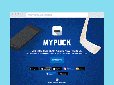 MyPuck (GIF) - Holiday Greeting from Myplanet animated gif hockey microsite myplanet mypuck parallax promo responsive retina toronto user interface