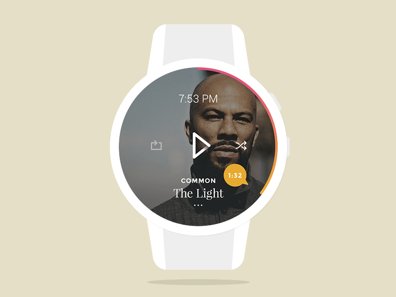 Music App for Smartwatch app dripicons elegant interface music play playlist smartwatch song ui ux watch