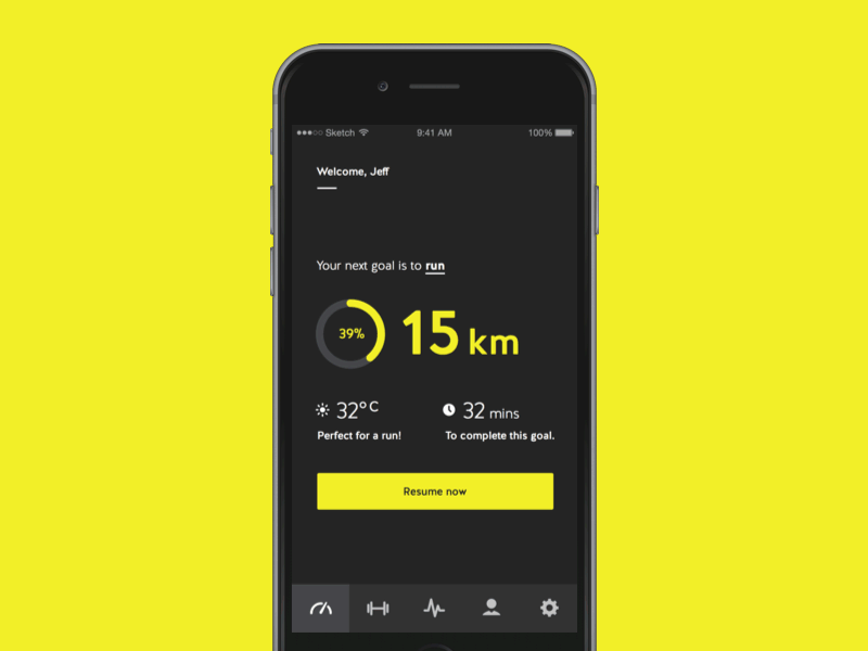 Simple Fitness App app fitness flat goal ios iphone 6 run simple tracker type typography ui