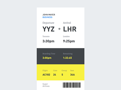 Boarding Pass (Concept) airline airplane boarding card din flat flight mobile pass ticket transit typography