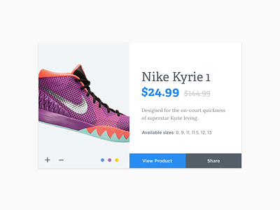Product Card card commerce ecommerce fitness flat footwear preview product shop shopping snippet ui