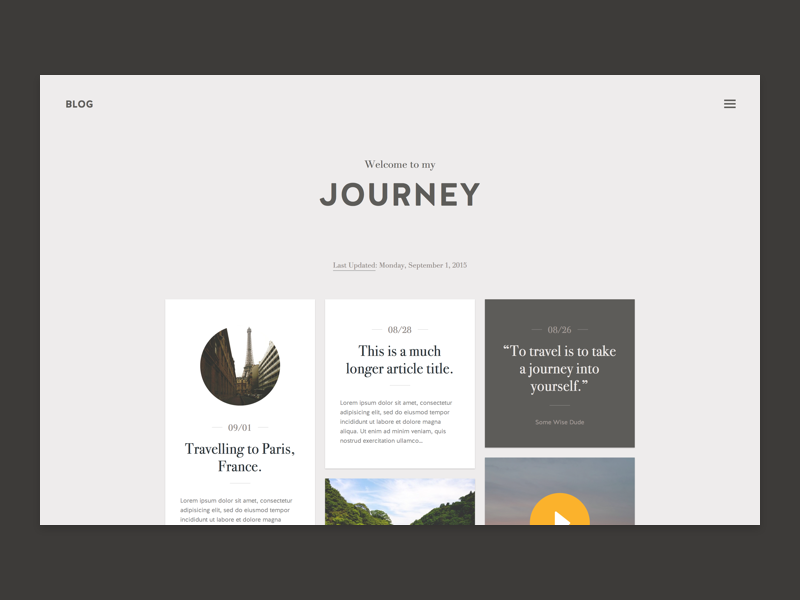 Journey - Blog Theme typography template post card tile ui flat travel tumblr theme blog journey