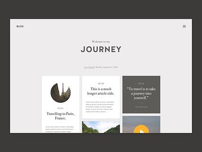 Journey - Blog Theme blog card flat journey post template theme tile travel tumblr typography ui