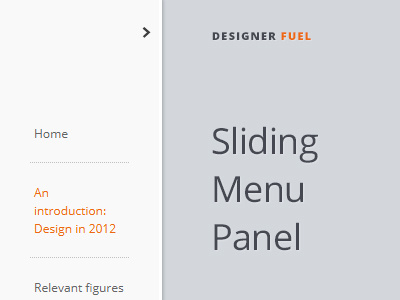 Sliding Menu Panel - (Free Resource) - HTML5/CSS3/jQuery css3 designer fuel download free free resource html jquery menu nav navigation panel resource sliding