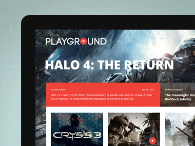 Playground Website (GIF) design gaming magazine navigation news playground ui ux web