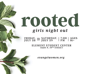 Rooted: Girls Night Out branding church conference photography plants rooted women