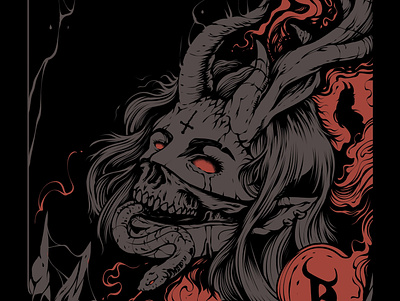 Queen of Hell crused design devil graphic design hell horn illustration lady women