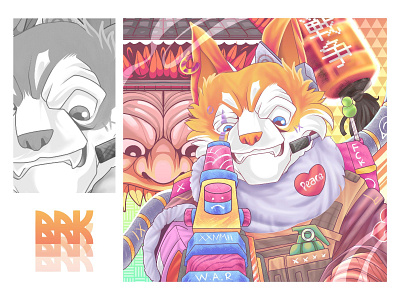 The Demolisher - Fox animal anime artwork avatar character colorfull demolisher design fox graphic design illustration japan kitsune wolf