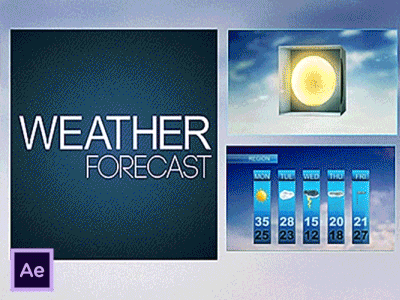Weather Forecast Broadcast Graphics Pack ae aftereffect climate cloud design forecast icon intro motion reports templates weather