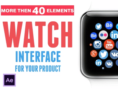 Watch Interface For Social Promotion Bundle advertising aftereffect app apple branging promotion smart social templates twitter watch youtube