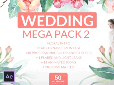 Wedding Mega Pack 2 aftereffect color icons light marriage matte opener presets romantic templates titles wedding