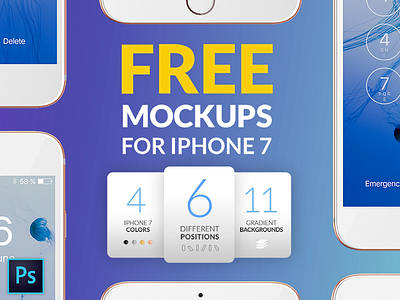 Free iPhones 7 Mockups 3d display free iphone 7 mockup phone presentation psd screen ui ux website