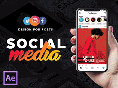 Social Media - Design for Posts | After Effects Template banner facebook instagram intro lower third marketing profile sale snapchat social media titles youtube