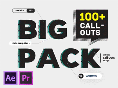 Big Pack Call-Outs | After Effects and Premiere Pro Template arrow callout connect description footnote highlight hud pointer title typography youtube