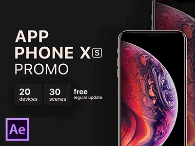 Phone Xs - App Presentation | After Effects Template android app apple broadcast galaxy intro ios iphone 10 iphone x iphone x mockup iphone xr iphone xs opener presentation promo promotion samsung galaxy templates youtube